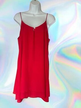 Red Spaghetti-Strap Slip Dress